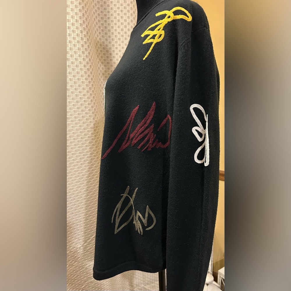 NWT. Charlie B Scribble Design Black Sweater with Colorful Abstract Design - Picture 7 of 12